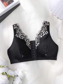 Áo ngực ren không dây cỡ lớn trưởng thành thanh lịch - Đen và trắng - Xem 8