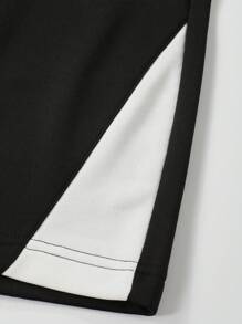 ROMWE MEN Street Life Men's Street Contrast Color Letter Print Casual Shorts - Black and White - View 3