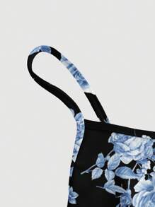 SHEIN MOD Váy suông hở eo họa tiết hoa in toàn bộ tối giản giản dị, phù hợp cho mùa hè - Nhiều màu - Xem 5