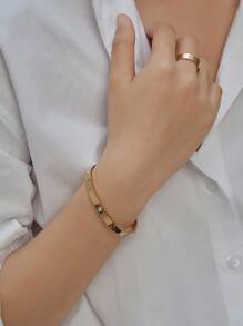 1PC Gold Stainless Steel Artificial Stones Bangle Bracelets For Women Non Tarnish Oval 18k Gold Plated Cubic Artificial Zirconia Flowers Bracelet Designer Jewelry Gift For Teen Girls Valentines Christmas Winter Christmas Gifts