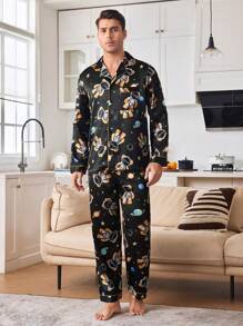 CoupledUp Men's 1set Astronaut Bear Print Pajama Set - Multicolor - View 6