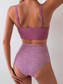 Swim Basics Bộ bikini có dây đeo màu trơn dành cho nữ đi biển mùa hè và bộ đồ lót dưới in họa tiết chấm bi ngẫu nhiên - Nhiều màu - Xem 2