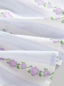 SHEIN MOD Áo không tay cổ nơ họa tiết hoa sọc lãng mạn mùa xuân cỡ lớn dành cho người có vóc dáng đầy đặn - Nhiều màu - Xem 4