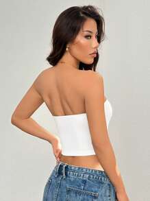 SHEIN PETITE 3 stuks/set witte kersenprint tubetop, rode effen tubetop, zwarte strass strik decor tubetop