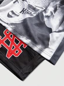 ROMWE MEN Street Life Quần short 2 trong 1 in họa tiết đường phố Y2K dành cho nam, trang phục thể thao thường ngày phù hợp cho mùa xuân và mùa hè - Xám - Xem 7