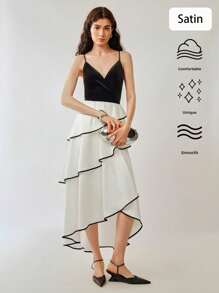 Chiquease Women Velvet Patchwork Contrast Color Tiered Midi Dress