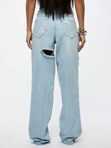 SUMWON WOMEN Quần Jeans Denim Rộng Baggy Fit - Màu xanh lam - Xem 2