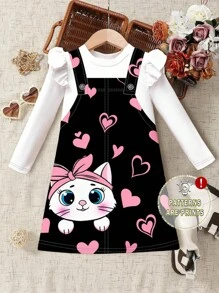 SHEIN Leap Crew Váy dài tay rộng rãi thoải mái cho bé gái, thích hợp cho mùa thu/đông - Nhiều màu - Xem 1