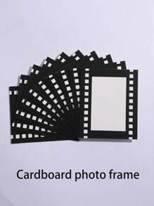 SHEIN 5 stuks zwarte 4"X6" / 5"X7" retro filmstijl decoratieve fotolijsten, lichtgewicht fotografische achtergrond