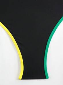 Swim SXY 女士优雅纯色细肩带彩色饰边半身裙两件套，春夏 - 黑色 - 查看 8