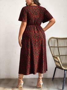 SHEIN Frenchy Blommönster sommar miniklänning, semesterstil - Röd - Visa 2