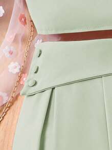 2件套少女度假雪纺吊带背心和裤子套装