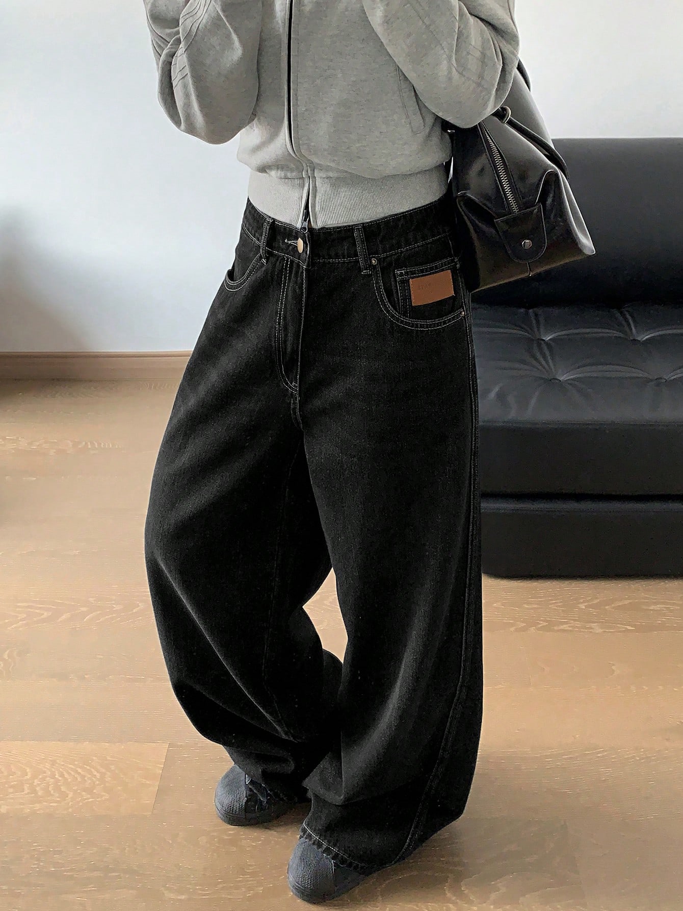 Wide leg pocket jeans