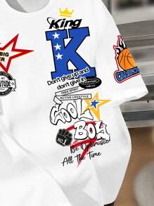 SHEIN Tween Boys' Casual Simple Short Sleeve Round Neck T-Shirt, Suitable For Summer - White - View 2