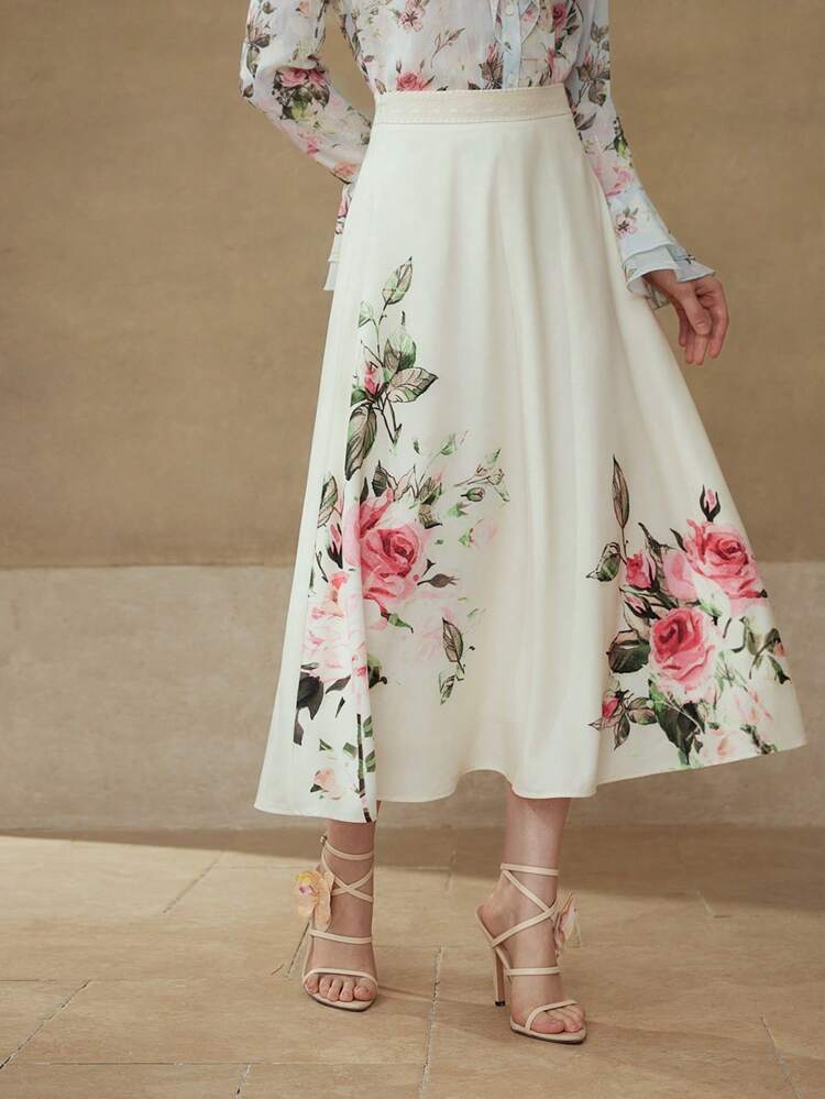 Jupe à fermeture éclair à imprimé floral