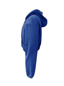 Claim Dot Men's Solid Color Long Sleeve Zipper Front Drawstring Hooded Casual Sweatshirt, Fall - Royal Blue - View 4