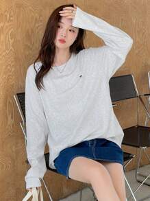 DAZY Letter Graphic Drop Shoulder Tee