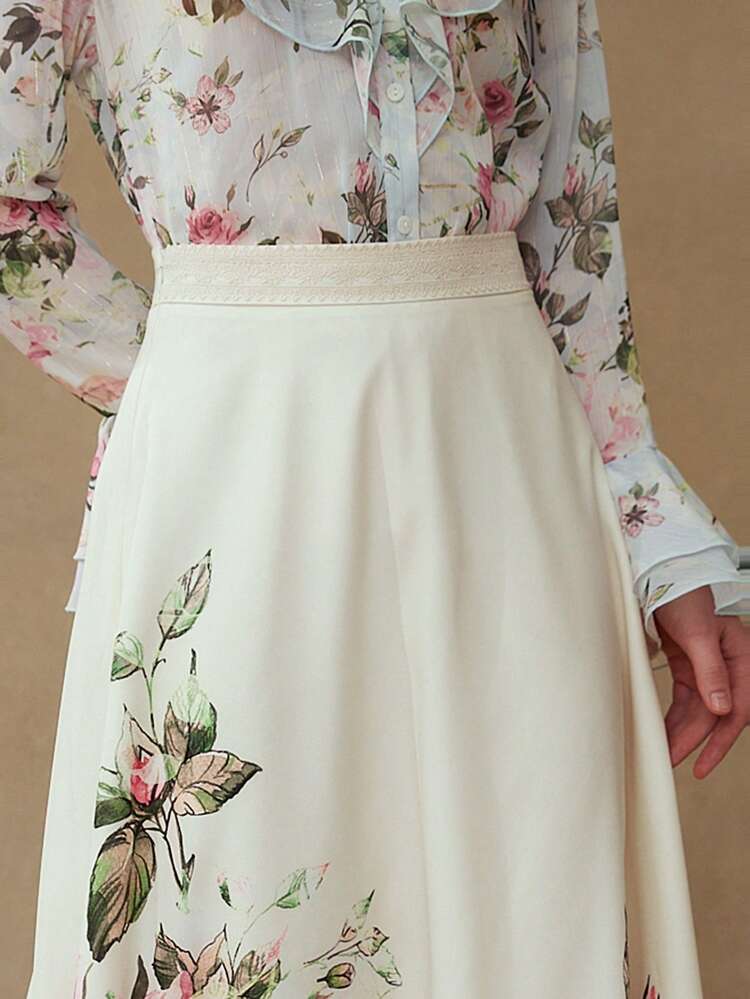 Jupe à fermeture éclair à imprimé floral