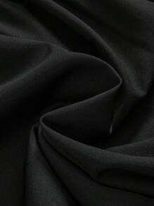 ROMWE Kawaii Plus Size Solid Color Asymmetric Neck Ruffle Hem Casual Dress, Minimalist & Fashionable - Black - View 3