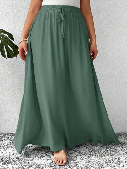 SHEIN LUNE Plus Size Solid Color Casual Skirt