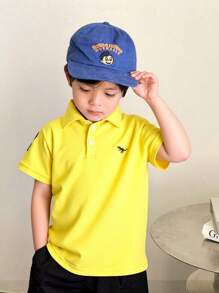 SHEIN Young Boy Dinosaur Embroidery Polo Shirt,Holiday,Summer,Travel