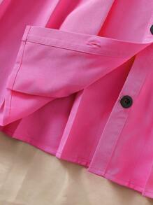SHEIN Explorewe Teen Girl Collared Button-Up A-Line Pleated Dress - Hot Pink - View 5