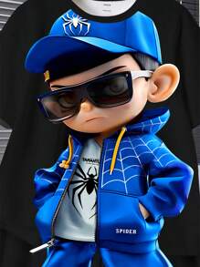 SHEIN Leap Crew Tween Boy Casual Minimalist Round Neck Short Sleeve & Shorts 2 Pieces Set, Suitable For Summer - White - View 3