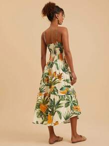 Travachic 热带叶印花无袖休闲度假连衣裙，女士夏季服装，热带度假女装，夏季，女士度假服装，女士夏季连衣裙 - 綠色 - 查看 2