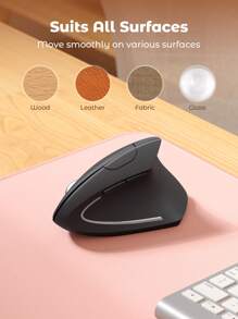 Teckwe 2.4G Wireless Vertical Ergonomic Optical Mouse, 800 / 1200 /1600 DPI, 6 Buttons, Quiet Clicks