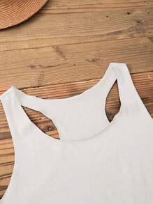 SHEIN LUNE Women Plain Casual Racerback Tank Top,Slightly Sheer Suitable For Summer,Casual - White - View 4