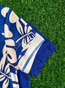 SHEIN Playful Pals Baby Boy 6 Packs Outfit - Stripe, Botanical Print, & Solid Color 3 Different Coordinate Sets, Suitable For Baby Boys To Wear In Summer For Any Occasion, Versatile & Casual Vacation Style - Multicolor - View 4