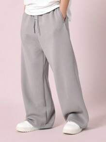 SUMWON 运动慢跑裤 弹力裤脚抓绒裤 舒适冬季运动训练休闲运动裤 带口袋 - 深灰色 - 查看 3