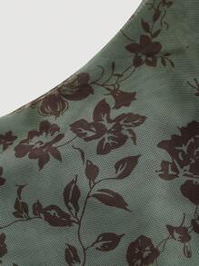 SHEIN MOD Green Base Flocked Strap Asymmetrical Hem Short Plus Size Women Dress - Multicolor - View 3