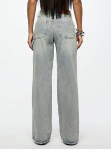 SUMWON WOMEN Washed Loose Fit Baggy Carpenter Jean - Blue - View 2