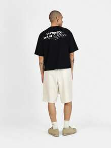 Sumwon International Studios 外出T恤 超大宽松圆领 街头服饰 图案印花 时尚宣言 都市休闲 现代设计 男女通用 2023 系列 - 黑色 - 查看 3