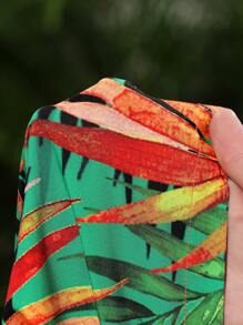 Slaydiva 2 件套休闲假日弹力吊带背心和宽松印花阔腿裤套装 - 女款 - 綠色 - 查看 7