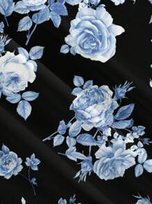 SHEIN MOD Váy suông hở eo họa tiết hoa in toàn bộ tối giản giản dị, phù hợp cho mùa hè - Nhiều màu - Xem 4