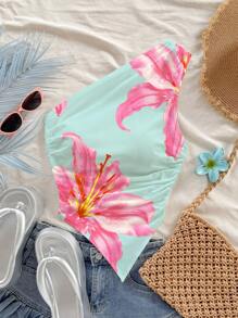 Soleia 女士花卉印花不对称下摆无袖休闲上衣