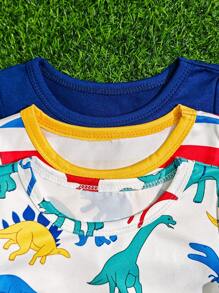 3 sztuki koszulek z nadrukiem dinozaura dla chłopca/chłopca, wygodne i uniwersalne, idealne na letnią zabawę lub wyjścia, jasne kolory sprawiają, że dziecko wygląda uroczo, pasują do każdego tyłka