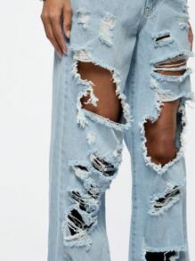 SUMWON WOMEN Quần Jeans Denim Rộng Baggy Fit - Màu xanh lam - Xem 6