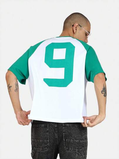 SUMWON Retro Baseball Raglan Jersey T-Shirt Athletic Sports Team Number Varsity Casual Boxy Tee Summer Spring Streetwear Urban Fashion Top