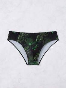 Surfspeed Men's Tropical Leaves Print Swim Briefs,Hawaiian