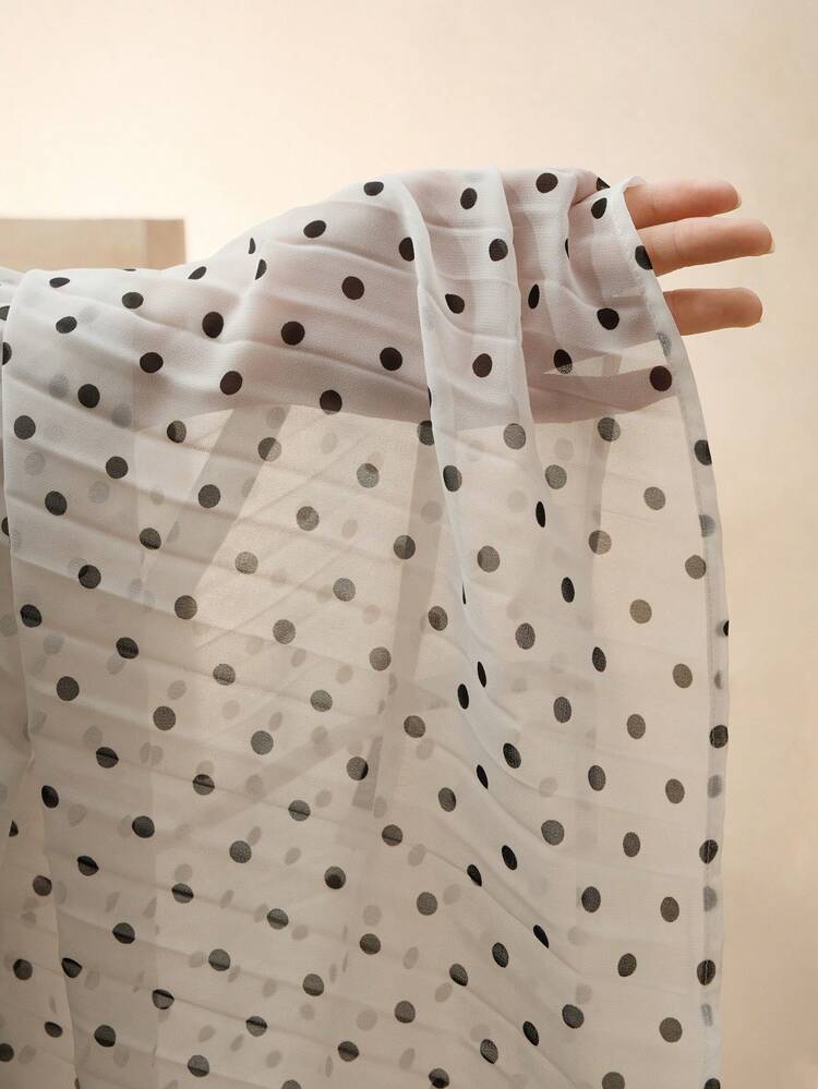 Blouse à manches longues plissée avec nœud devant à pois pour femmes, élégante et polyvalente pour le travail et les tenues décontractées