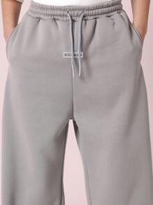 SUMWON 运动慢跑裤 弹力裤脚抓绒裤 舒适冬季运动训练休闲运动裤 带口袋 - 深灰色 - 查看 6