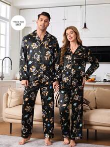 CoupledUp Men's 1set Astronaut Bear Print Pajama Set - Multicolor - View 7