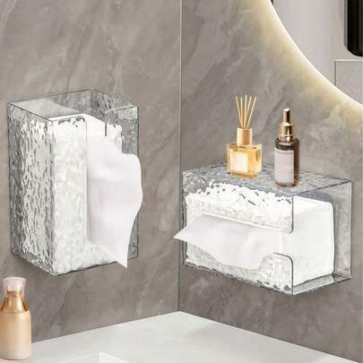 SHEIN 1pc Luxury Glacier Pattern Wall-Mounted Tissue Box Holder, Hotel Bathroom Tissue Dispenser, Home Stuff, Table, Home Decorations, Home Organization And Storage, Room Decor, Room Decor Bedroom, Kitchen Accessories, Kitchen Tools, Organizer Kitchen, Travel, Holiday