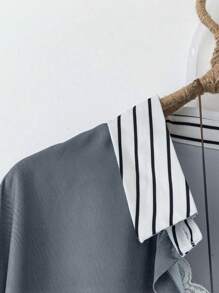 Linhara 大码女式撞色条纹衬衫秋季女式衬衫