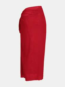 Swim Oasis Women's Luxury Metal Shiny Rose Decor Elegant 1-Piece Set For Summer Beach Vacation - Red - View 4