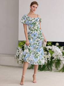 MOTF PREMIUM MULBERRY SILK FLORAL PRINT DRESS - Multicolor - View 4