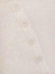 EURMUSE Women Round Neck Button Front Cozy Knit Half Sleeve Cardigan